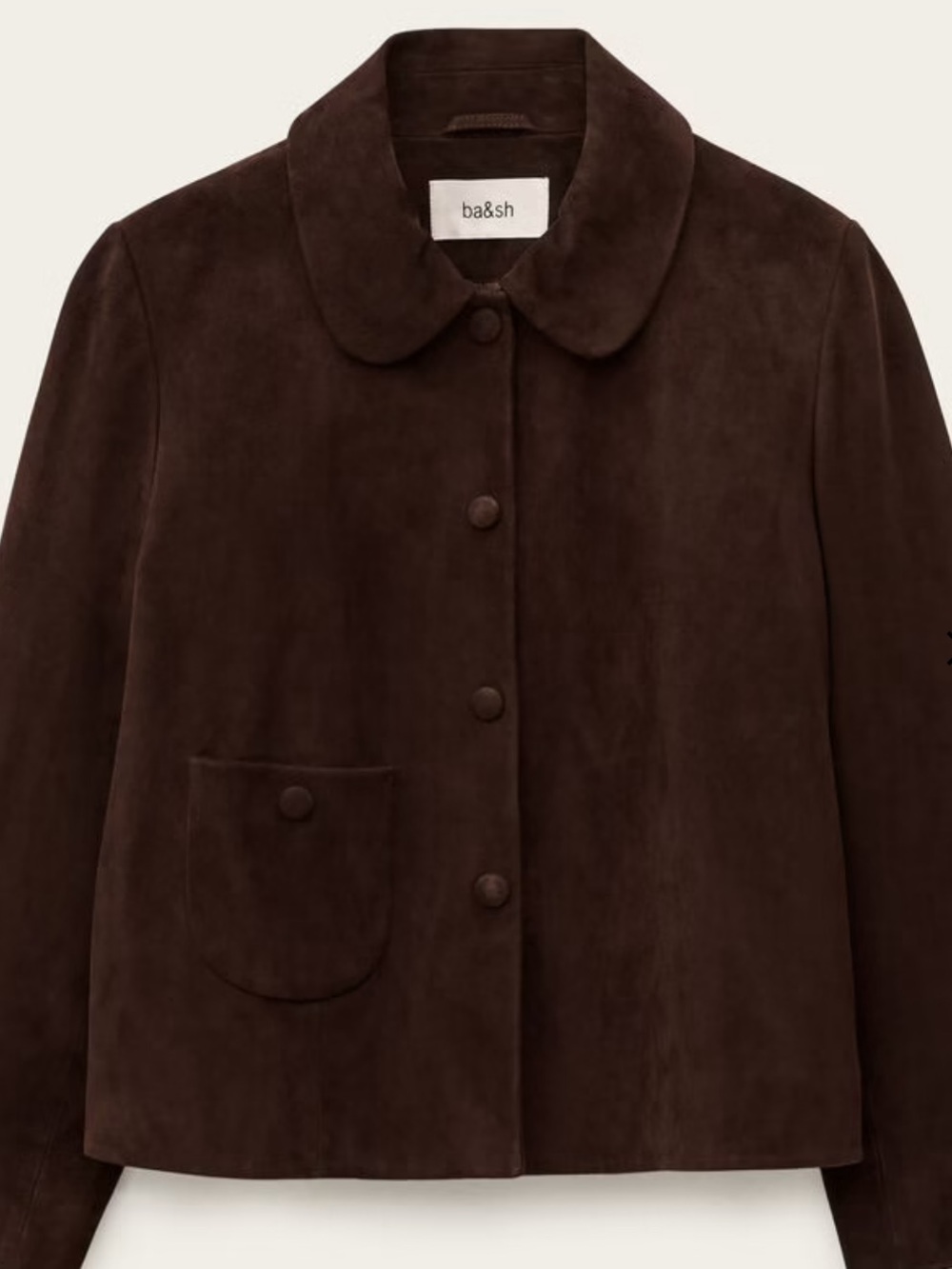 Ba&sh Mila ‘Brown’ Suede Button-Front Jacket 3(LARGE)